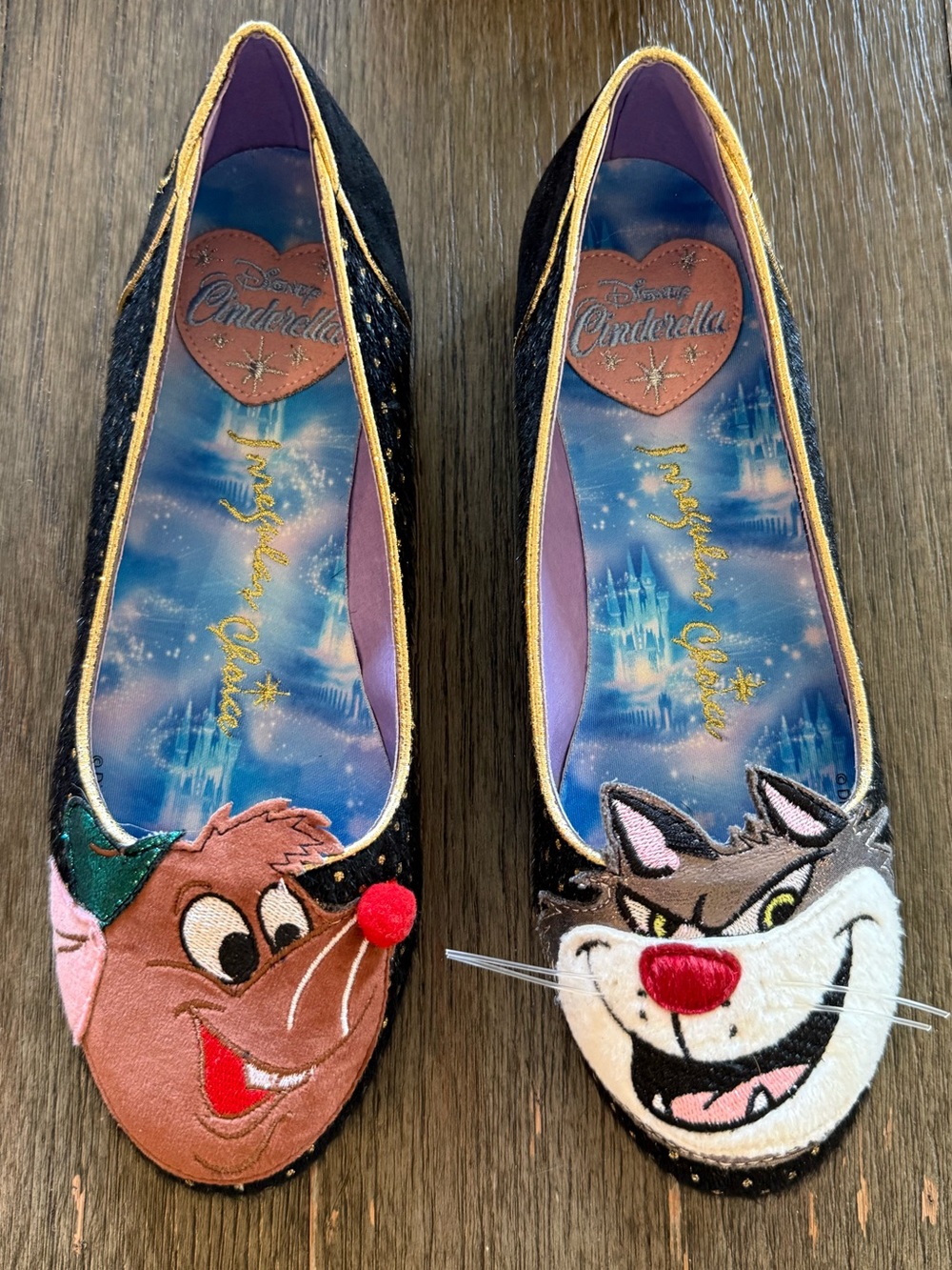Irregular Choice Disney Cinderella Ballet Flats Velvet Polka Dot Black 6.5